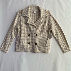 NWT. Rachel Zoe Cream and Brown Sweater Coat